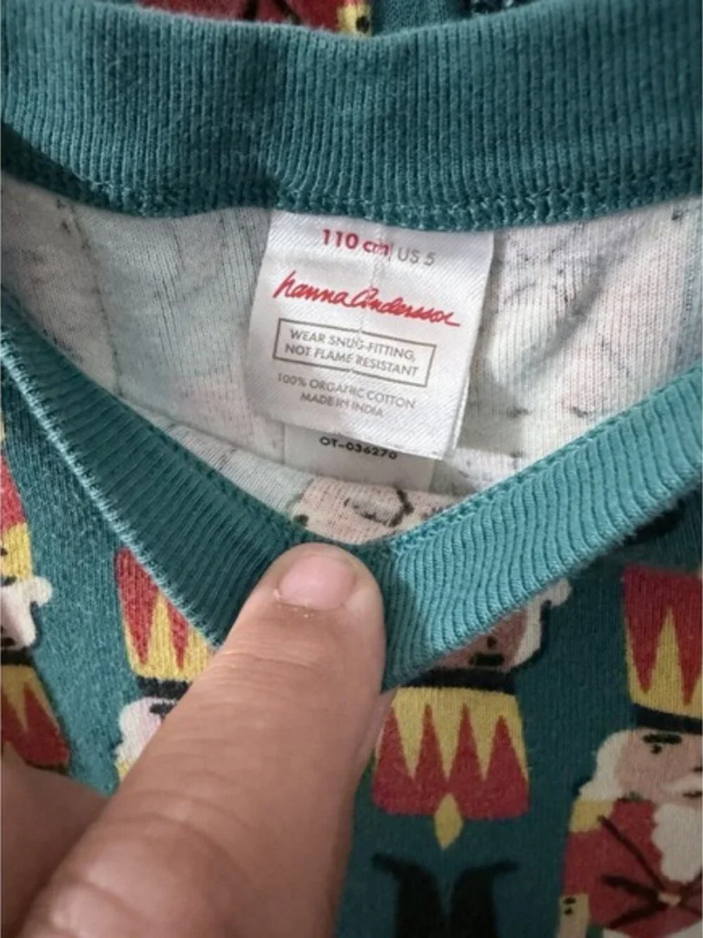 Hanna Andersson Holiday Nutcracker Pajamas Size 110 US 5 Green Organic Cotton